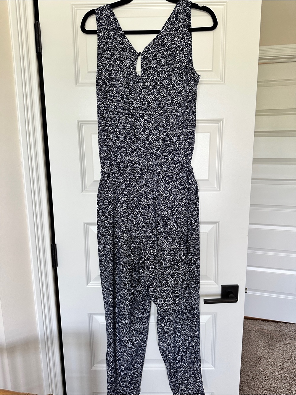 Splendid Navy and White Printed Sleeveless Jumpsuit